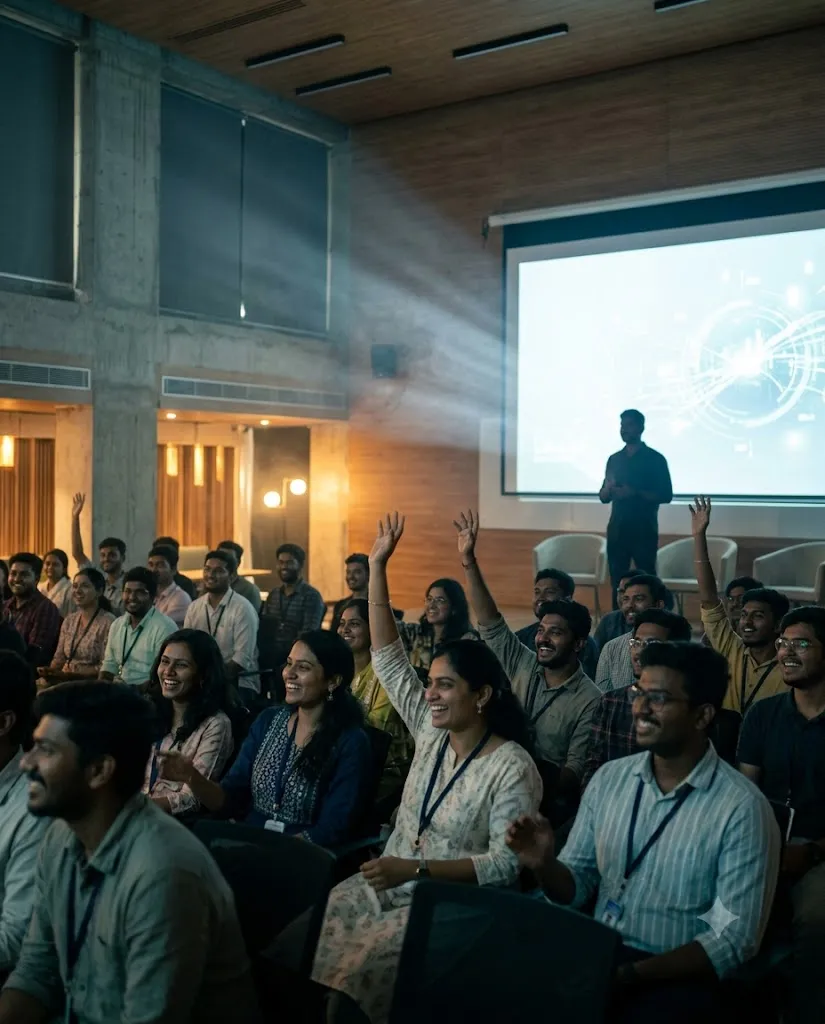 A packed startup bootcamp session at Thiran